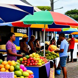 Caribbean Holidays, Dominica October Trip, Colourful Roseau street market in Dominica with fresh tropical fruit, local crafts and friendly shoppers
