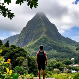 Caribbean Holidays, Dominica September Holidays, Traveller standing on a forest viewpoint in Dominica, looking across misty green mountains beneath a tropical sky