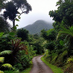 Caribbean Holidays, Dominica September, Lush Dominica rainforest in September with misty mountains, tropical foliage and a quiet hiking trail