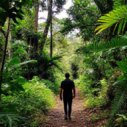 Caribbean Holidays, Dominica Solo Holidays, A solo traveller walking through lush Dominica rainforest on a clear February morning