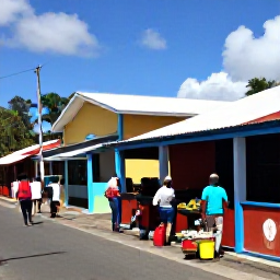 Caribbean Holidays, Dominica Solo Holidays, Colourful Roseau street with local market stalls, tropical fruit and friendly people in December sunshine