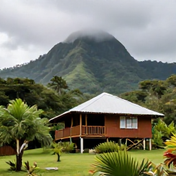 Caribbean Holidays, Dominica Tours, A comfortable eco-lodge in Dominica surrounded by tropical forest, with August rain clouds clearing over green hills