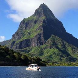 Caribbean Holidays, Dominica Tours, A small boat cruising along Dominica's rugged volcanic coastline beneath green mountains