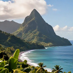 Caribbean Holidays, Dominica Tours July, A scenic view of Dominica's lush volcanic mountains and tropical coastline in July, with soft morning light and a clear blue sea