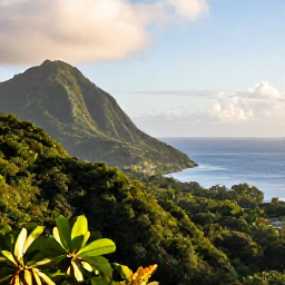 Caribbean Holidays, Dominica Tours October, View across Dominica's forested mountains towards the Caribbean Sea, with soft October sunshine and a scenic viewpoint