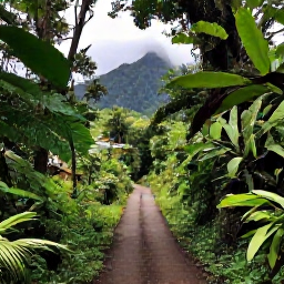 Caribbean Holidays, Dominica Walking Holidays, A scenic Dominica hiking path leading through dense rainforest towards misty green mountains in June