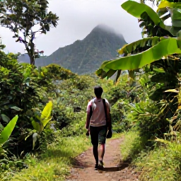 Caribbean Holidays, Dominica Walking Holidays, Hikers walking through lush rainforest on Dominica, with misty mountains and a clear trail in February
