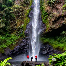 Caribbean Holidays, Dominica Walking Holidays, Walkers approaching Trafalgar Falls in Dominica, surrounded by dense rainforest, volcanic rocks and tropical plants