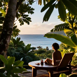 Caribbean Holidays, Dominica Wellness, A peaceful tropical wellness retreat in Dominica, with lush rainforest, soft morning light and a quiet view towards the Caribbean Sea