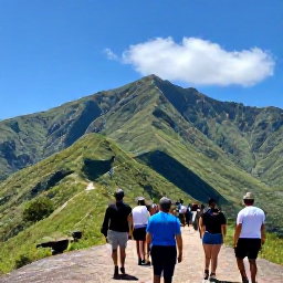 Caribbean Holidays, Dominican Adventure, A guided group hiking through the green Cordillera Central mountains of the Dominican Republic under a sunny July sky
