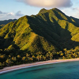 Caribbean Holidays, Dominican Adventure, Aerial view of lush Dominican Republic mountains, tropical forest and turquoise coastline in warm September light
