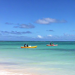 Caribbean Holidays, Dominican Adventure, Sea kayakers and snorkellers exploring calm turquoise water near the Dominican Republic coast in November