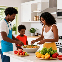 Caribbean Holidays, Dominican August, Dominican family preparing traditional August food in a welcoming home kitchen with tropical ingredients