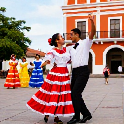 Caribbean Holidays, Dominican August, Traditional Dominican merengue and bachata dancers performing in a colourful Santo Domingo plaza