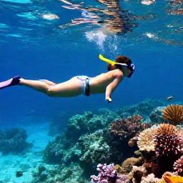 Caribbean Holidays, Dominican Beaches, Traveller snorkelling in clear Caribbean water beside a colourful coral reef in the Dominican Republic, with tropical fish visible