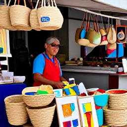 Caribbean Holidays, Dominican Culture Holidays, Colourful Dominican market with handmade crafts, woven baskets, painted artwork and friendly local sellers in bright natural light