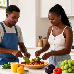Caribbean Holidays, Dominican Culture Holidays, Dominican family preparing traditional food in a welcoming kitchen, colourful ingredients and authentic Caribbean atmosphere