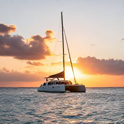 Caribbean Holidays, Dominican December, Couple enjoying a sunset catamaran cruise off the coast of the Dominican Republic