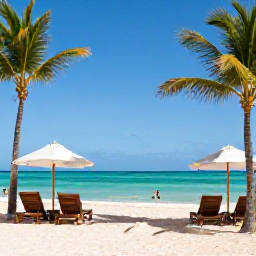 Caribbean Holidays, Dominican December, Sunny all-inclusive resort in Punta Cana, Dominican Republic, with palm trees, bright turquoise sea and relaxed holidaymakers in December