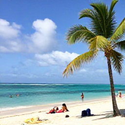 Caribbean Holidays, Dominican February, Dominican Republic beach in February with turquoise Caribbean water, palm trees, warm sunshine and relaxed travellers enjoying the coast