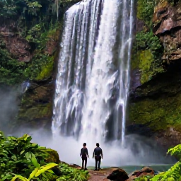 Caribbean Holidays, Dominican Instagram Spots, Hikers viewing the dramatic El Lim&oacute;n waterfall surrounded by lush tropical forest in the Dominican Republic