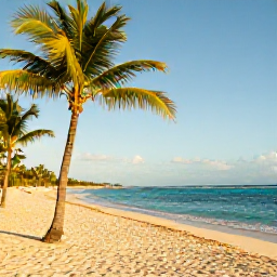 Caribbean Holidays, Dominican Instagram Spots, Wide tropical beach in Punta Cana, Dominican Republic, with turquoise water, palm trees and warm September sunlight
