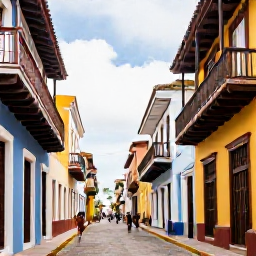 Caribbean Holidays, Dominican January, Historic colonial street in Santo Domingo with colourful buildings, balconies and pedestrians exploring Dominican heritage