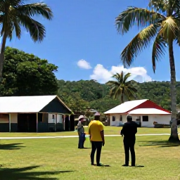 Caribbean Holidays, Dominican January, Travellers enjoying a January cultural excursion in the Dominican Republic, with a local guide, tropical scenery and a welcoming village