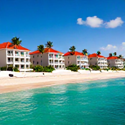 Caribbean Holidays, Dominican Luxury, Luxury Dominican Republic beach holiday scene with turquoise water, white sand, palm trees and stylish resort accommodation in May