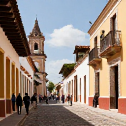 Caribbean Holidays, Dominican March Culture, Visitors exploring the Colonial Zone of Santo Domingo in warm March sunshine, with historic Spanish buildings and cobbled streets