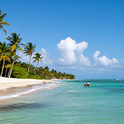 Caribbean Holidays, Dominican Nature Holidays, A peaceful Dominican Republic beach and coastal nature scene in April, with turquoise water, palm trees and a snorkeller