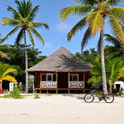 Caribbean Holidays, Dominican Nature Holidays, A relaxed eco-lodge setting beside a tropical beach in the Dominican Republic, with bicycles, palms and natural surroundings