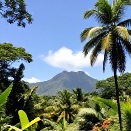 Caribbean Holidays, Dominican Nature Holidays, Lush Dominican Republic rainforest with tropical palms, mountain scenery and a clear blue sky