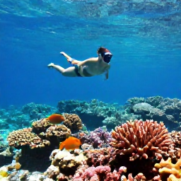 Caribbean Holidays, Dominican Nature Holidays, Snorkeller above a colourful coral reef with tropical fish in clear Caribbean water off the Dominican Republic