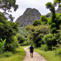 Caribbean Holidays, Dominican Nature Holidays, Traveller walking through the green trails of Los Haitises National Park, surrounded by limestone hills and tropical forest