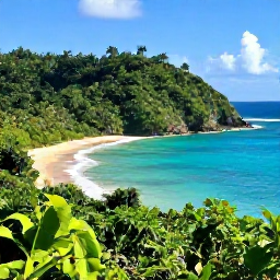 Caribbean Holidays, Dominican Nature, Lush Dominican Republic coastline and tropical forest in November, warm sunlight, clear Caribbean water, natural travel photography
