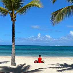 Caribbean Holidays, Dominican November, Relaxed Caribbean beach in the Dominican Republic with palm trees, turquoise water and a traveller enjoying the warm November sunshine