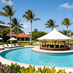 Caribbean Holidays, Dominican Republic Adults Only, Elegant adults-only resort pool with swim-up bar, sun loungers and tropical gardens in the Dominican Republic