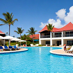 Caribbean Holidays, Dominican Republic April, Adults relaxing beside a turquoise Caribbean swimming pool at an adults-only resort in the Dominican Republic, bright April sunshine
