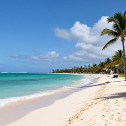 Caribbean Holidays, Dominican Republic Business Class, Golden sandy beach, turquoise water, palm trees and a welcoming resort in Punta Cana, Dominican Republic