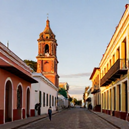 Caribbean Holidays, Dominican Republic Business Class, Travellers exploring Santo Domingo's colourful Colonial Zone with historic Spanish architecture in warm afternoon light