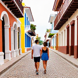 Caribbean Holidays, Dominican Republic Couples, A couple exploring colourful colonial streets and historic buildings in Santo Domingo, Dominican Republic