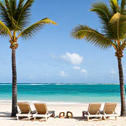 Caribbean Holidays, Dominican Republic February, A luxurious adults-focused resort beside a turquoise Caribbean beach in Punta Cana, with sun loungers and swaying palms