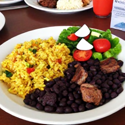 Caribbean Holidays, Dominican Republic Holidays, A colourful Dominican meal of rice, beans, grilled meat and fresh salad served at a friendly local restaurant