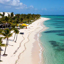 Caribbean Holidays, Dominican Republic Instagram Hotspots, Aerial view of Punta Cana's turquoise Caribbean sea, white sand beach and swaying palm trees in bright February sunshine