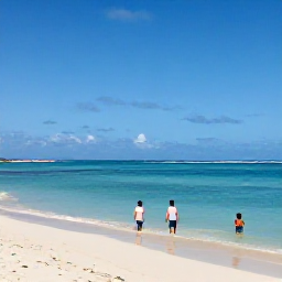 Caribbean Holidays, Dominican Republic July, A family enjoying calm turquoise sea and golden sand at Bavaro Beach near Punta Cana, Dominican Republic, under a sunny July sky