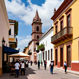 Caribbean Holidays, Dominican Republic July, Travellers exploring the Colonial Zone of Santo Domingo, with colourful historic buildings and a lively caf&eacute; street
