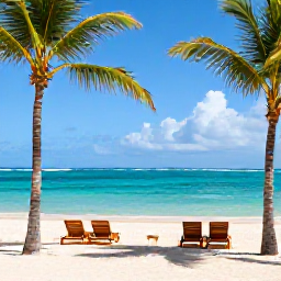 Caribbean Holidays, Dominican Republic June, A sunny Dominican Republic beach in June with turquoise Caribbean water, palm trees and a relaxed all-inclusive resort atmosphere