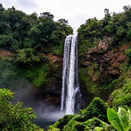 Caribbean Holidays, Dominican Republic November, Dramatic green mountains and a waterfall surrounded by tropical forest near Puerto Plata, Dominican Republic