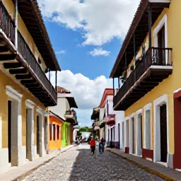 Caribbean Holidays, Dominican Republic October, Santo Domingo Colonial Zone in October, showing cobbled streets, colourful historic buildings, balconies and visitors exploring the old city